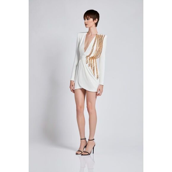 Zhivago Pheonix Dress in White & Gold - Picture 1 of 11